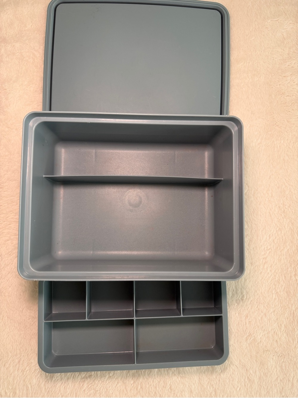 Vintage Tupperware Tuppercraft 1579 Stow-N-Go Organizer Robin Egg Blue